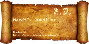 Mazák Dukász névjegykártya